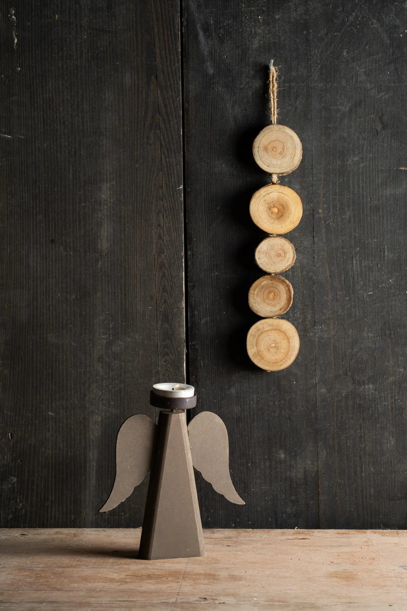 5-er Holzscheibenkette, Ø je 4,5 cm, T 1,5 cm