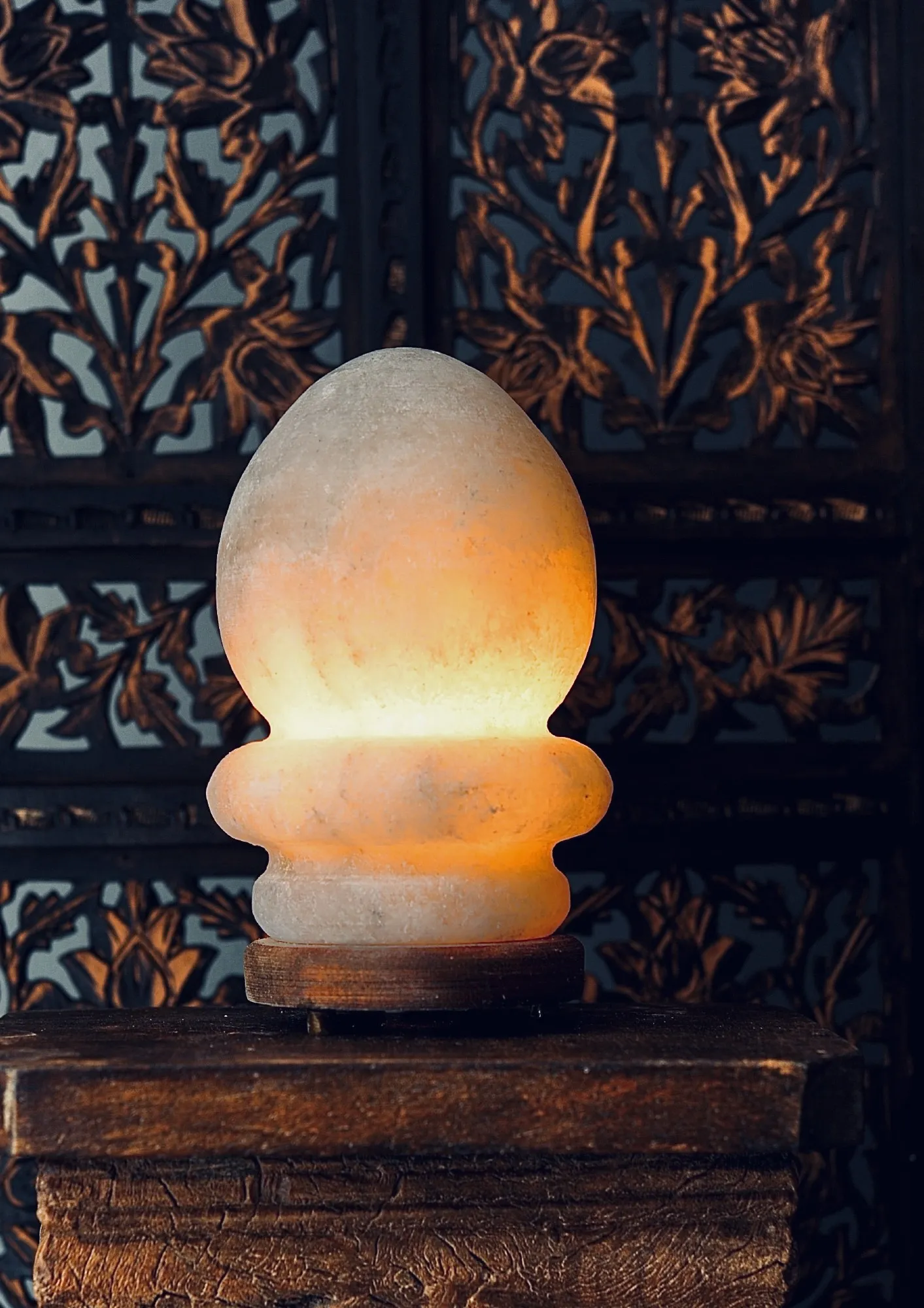 Salzlampe 'Koni', weiß, B 14 cm, H 23 cm, T 14 cm