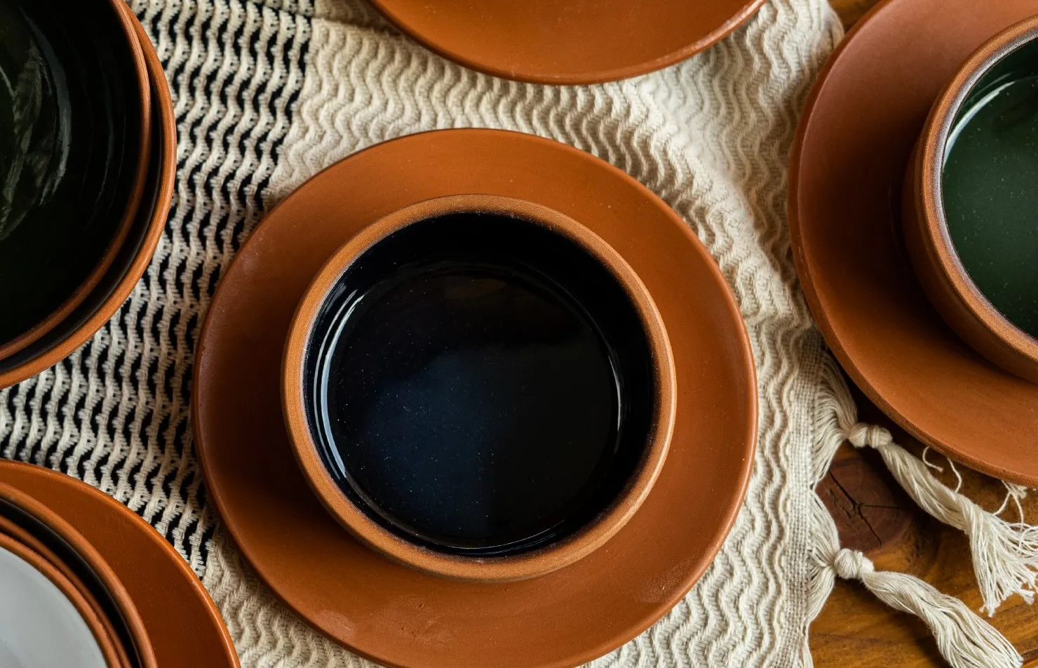 Schale mit Unterteller Terrakotta, natur, Ø 11 cm, H 4,5 cm