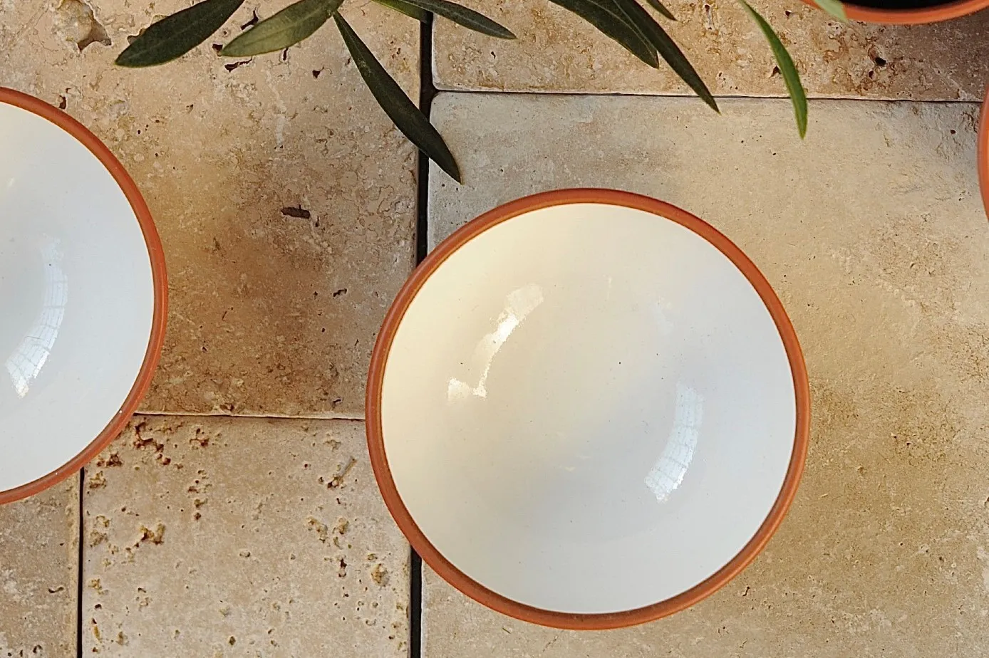 Schale Terrakotta, natur, weiß, Ø 11 cm, H 5 cm