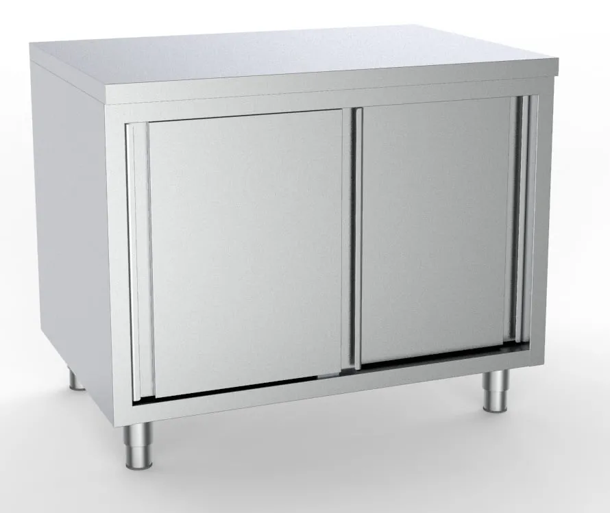 600 Arbeitstisch Edelstahl Schiebetüren BxTxH 1000x600x850 mm