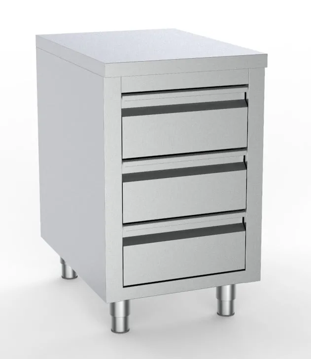 700 Arbeitstisch Edelstahl mit 3 Schubladen 500 BxTxH 500x700x850 mm