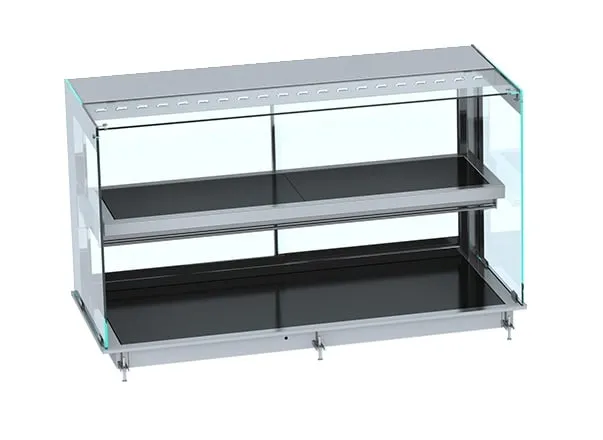 Einbauwärmevitrine LEYK mit Keramik | 4/1 GN | HxBxT 92,4x144x72cm | +30/+120°C | Schwarz