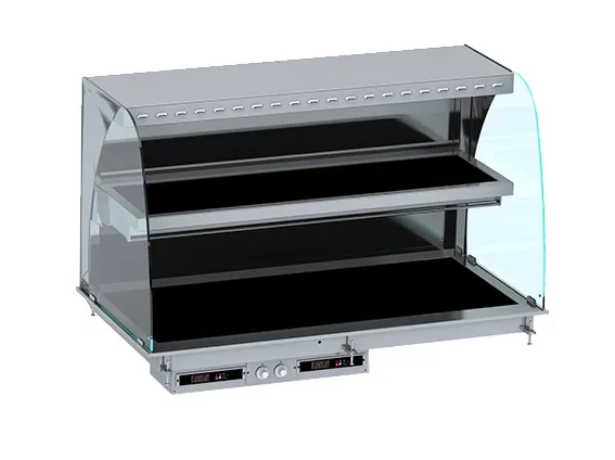 Einbauwärmevitrine DIROK Wandmodell mit Keramik | 4/1 GN | HxBxT 92,4x144x72cm | +30/+120°C | Schwarz