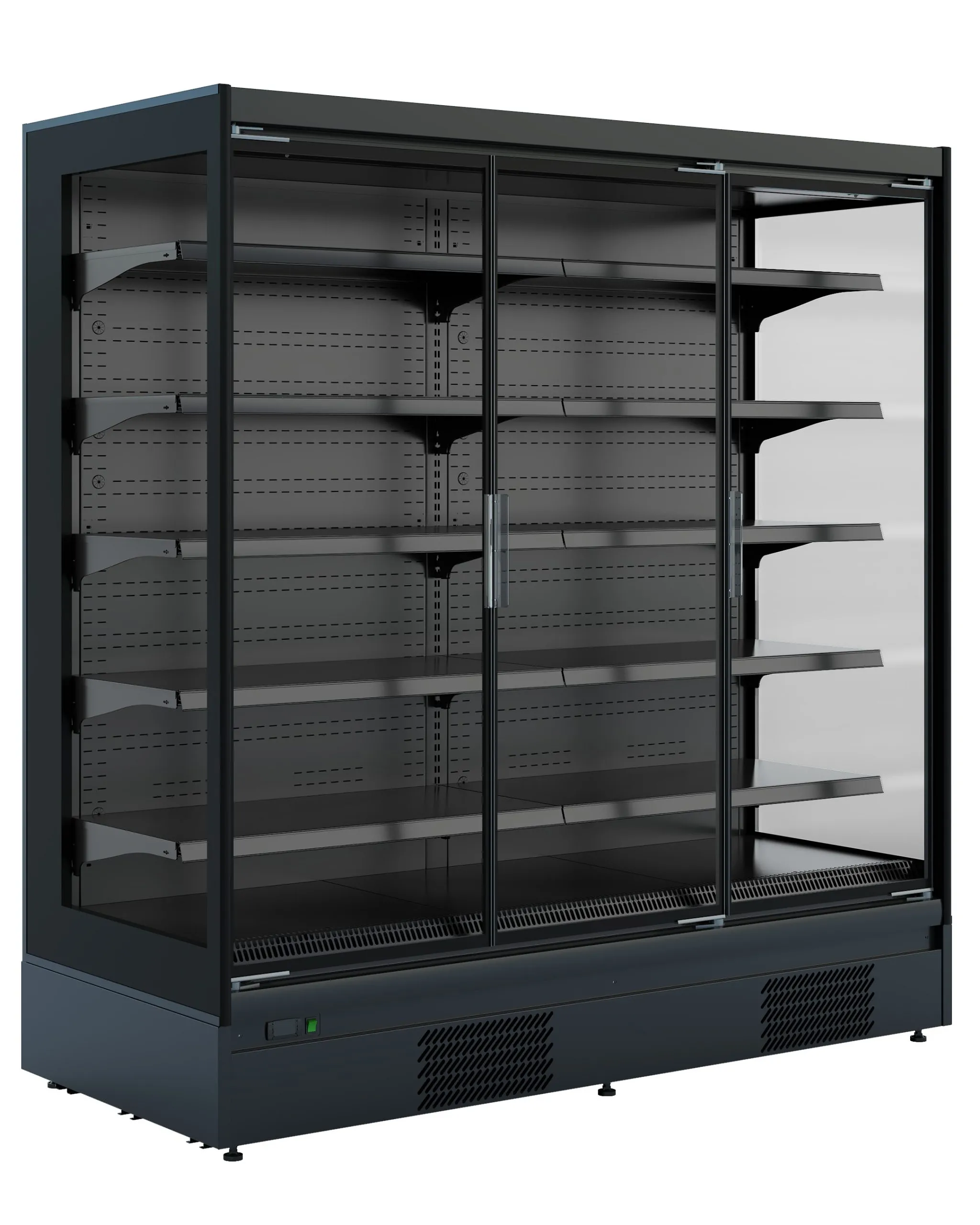 Wandkühlung OKAPI | 2x Glastür + LED | HxBxT 204x131x88cm | -1/+5°C | Schwarz