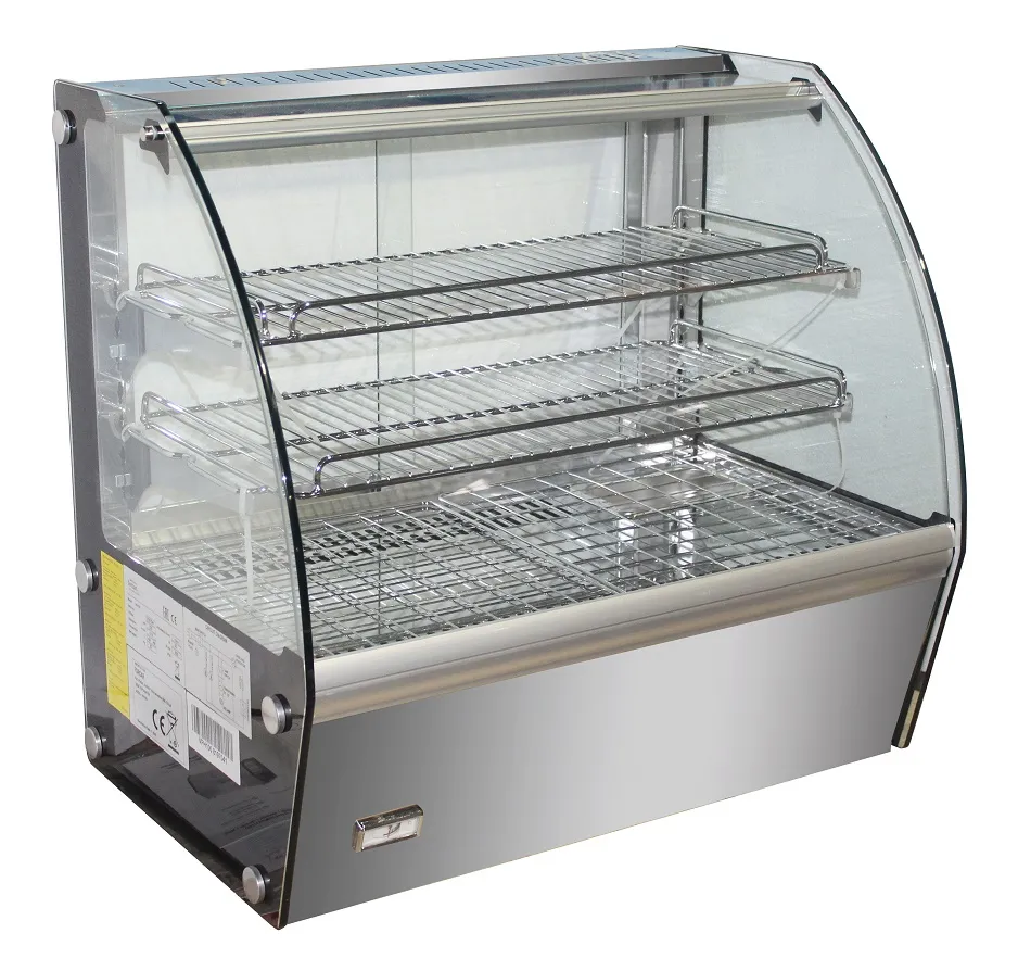 Wärmevitrine NIKOM | 2x Rost | 120 Liter, HxBxT 67x67,8x56,8cm | +30/+90°C | Schwarz/Edelstahl