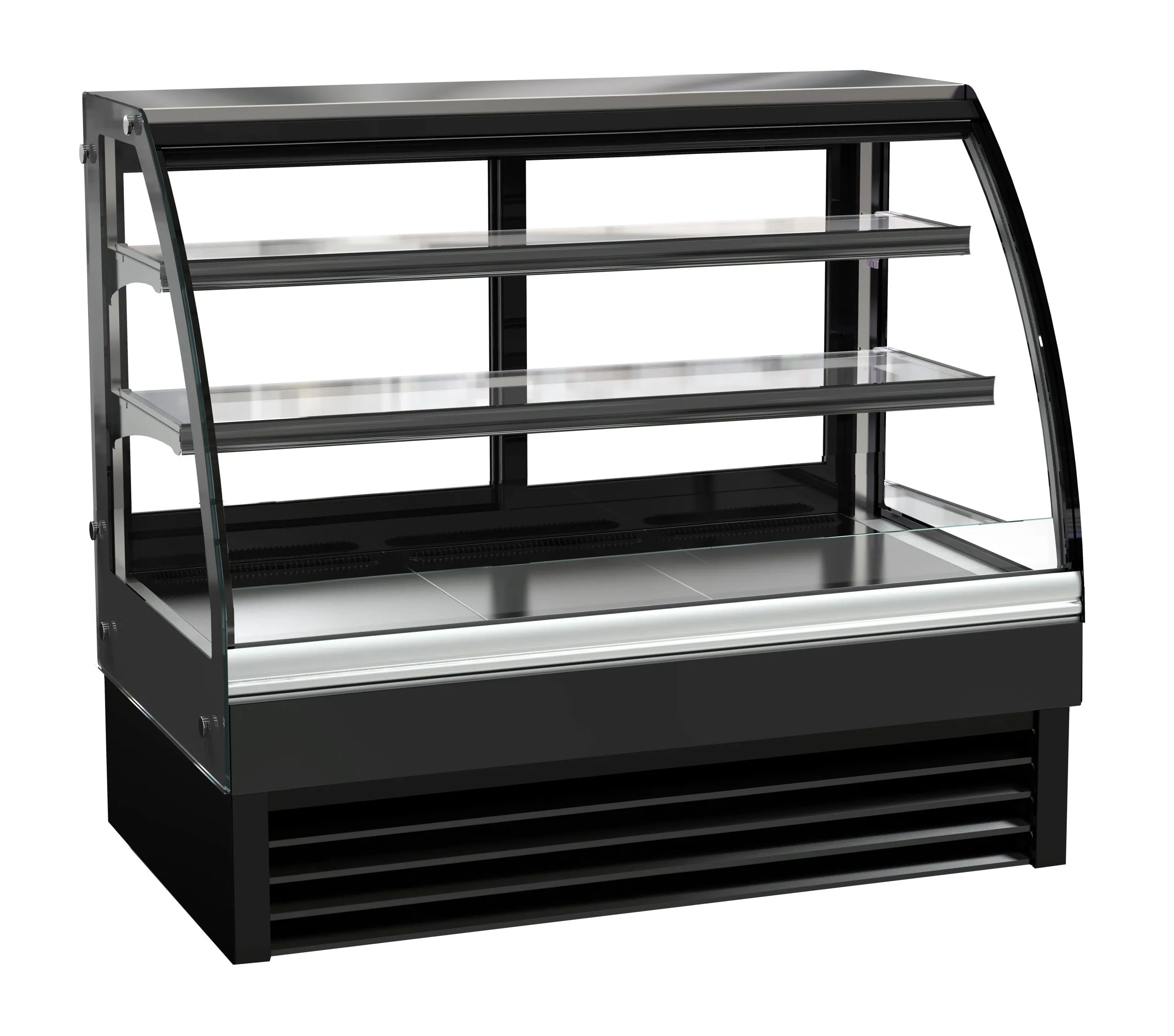 Kühlvitrine KEAGO gewölbt | 2 Ebenen + LED | 236 Liter, HxBxT 120x120x68cm | +2/+8°C | Schwarz