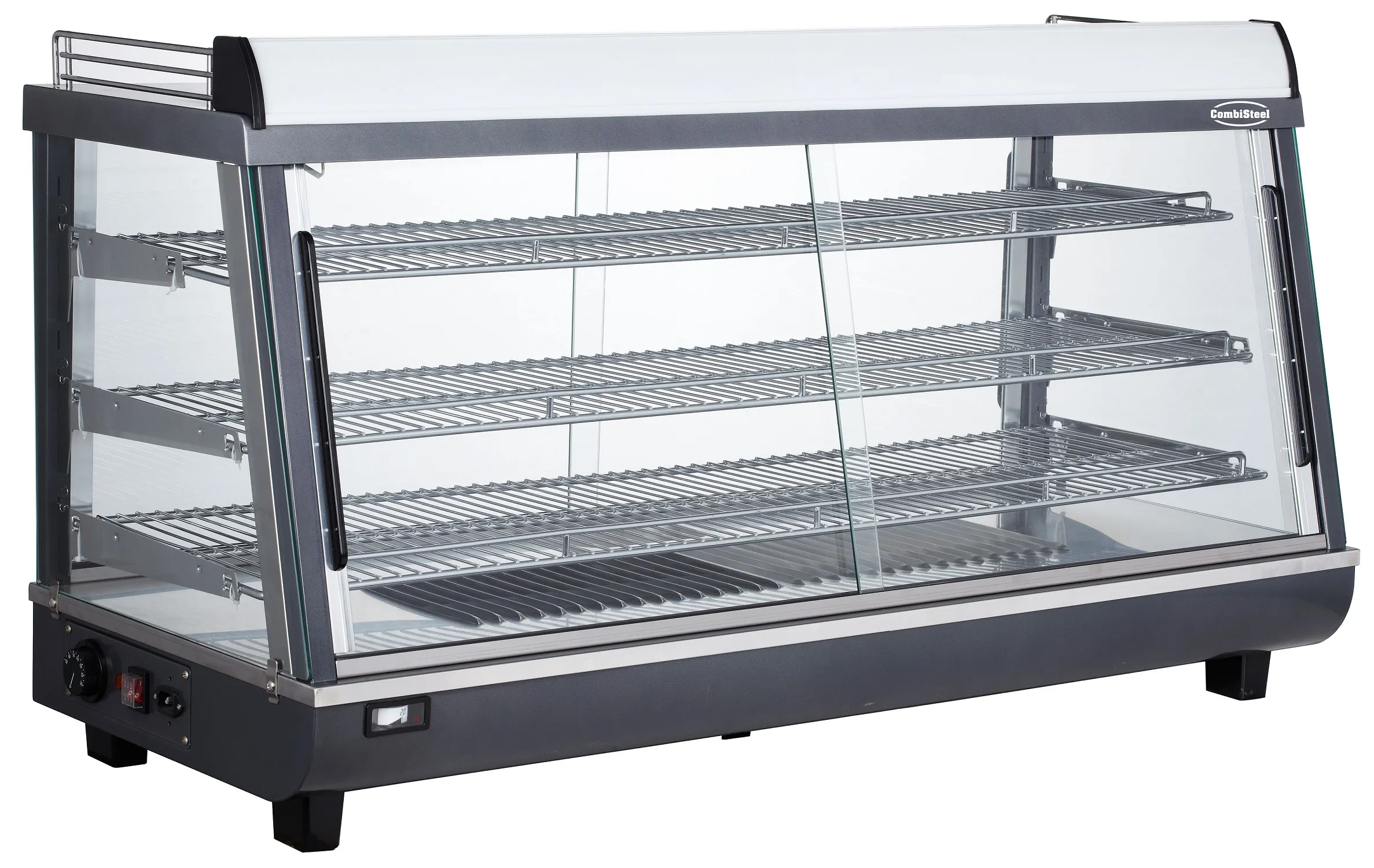 Wärmevitrine CLEORO | LED + 3x Rost | 186 Liter, HxBxT 66,25x121,45x48,4cm | +30/+90°C
