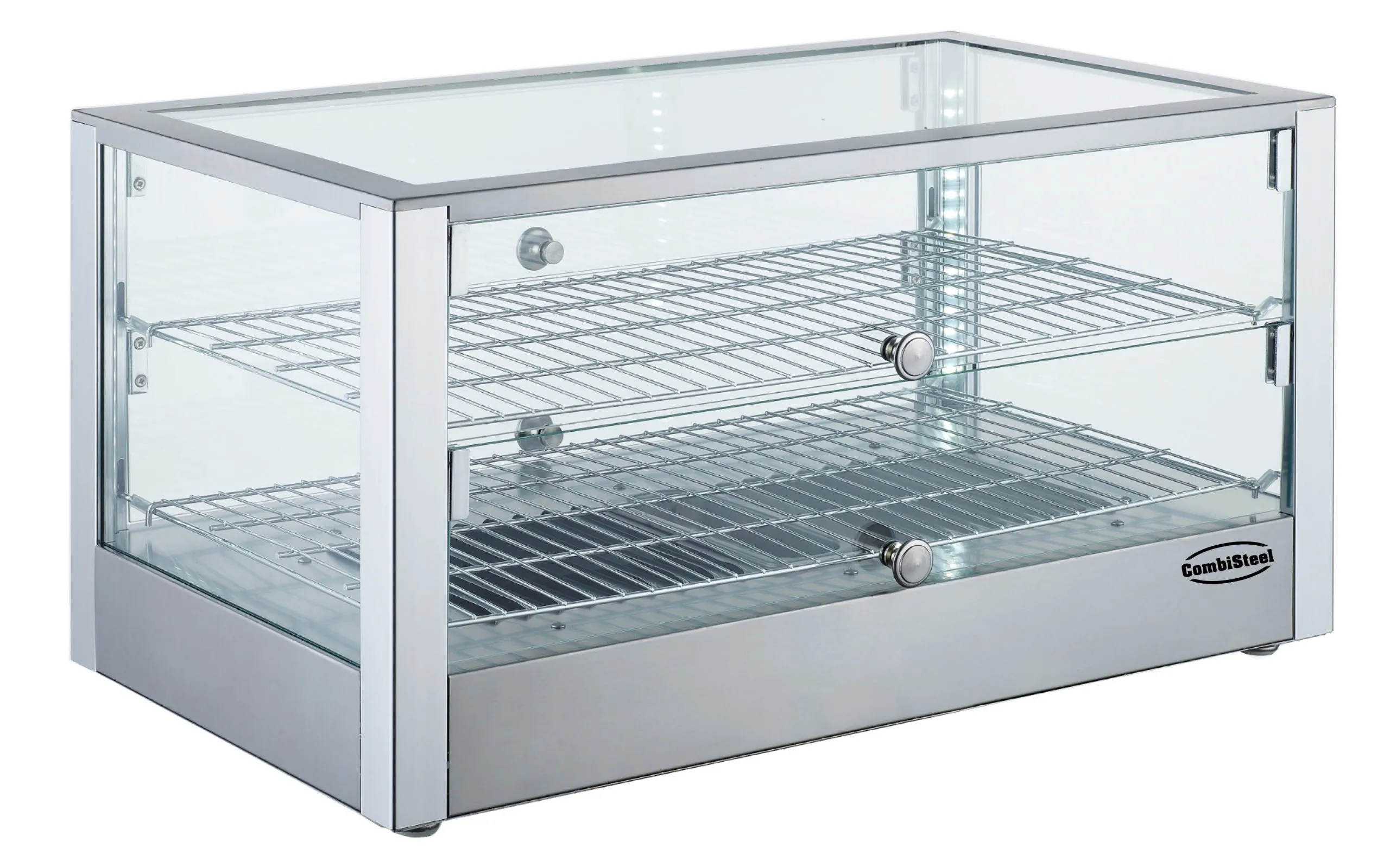 Wärmevitrine VOULIS | 2 Ebenen | 80 Liter, HxBxT 37,6x70x40cm | +30/+90°C | Edelstahl