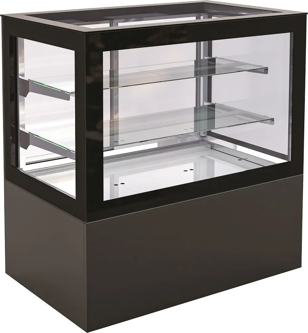 Kühlvitrine KUMIRO | 2x Glasschiebetür + LED | 450 Liter, HxBxT 130x120x78cm | +2/+10°C | Schwarz