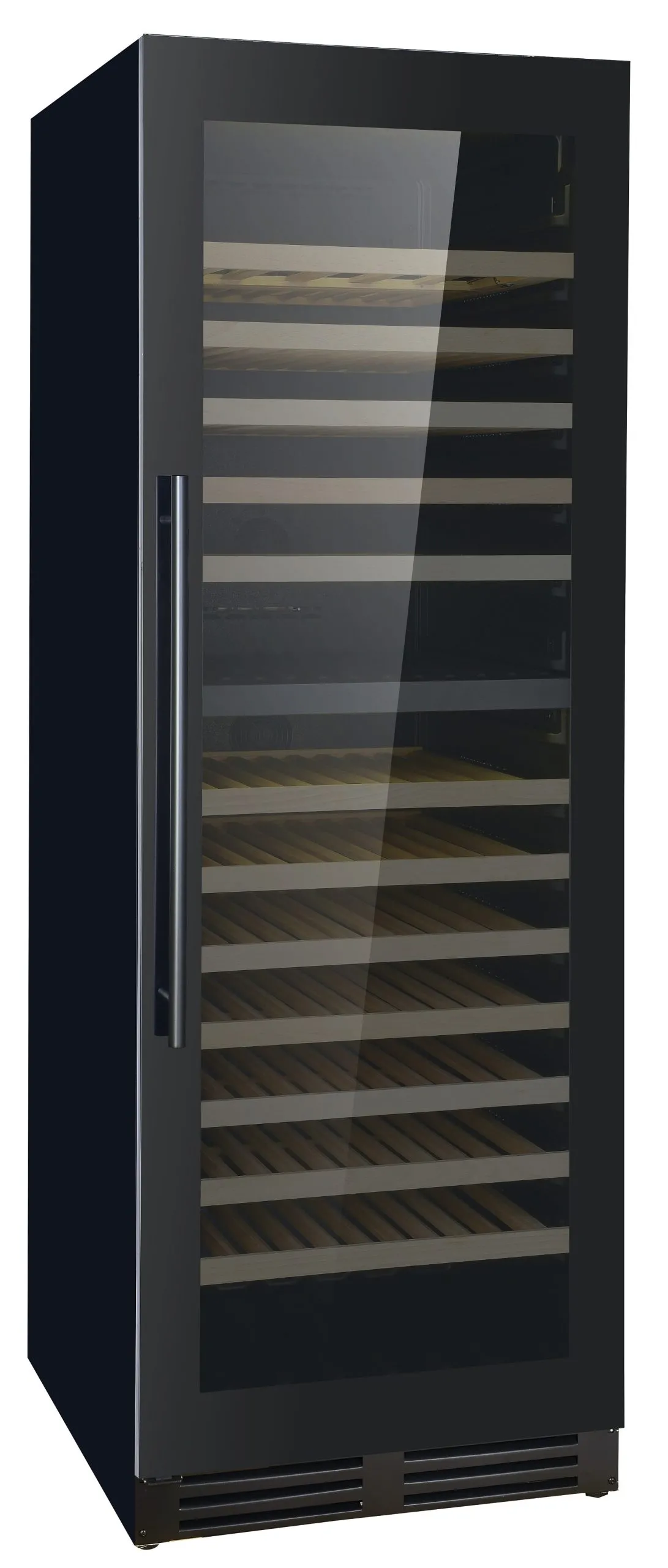 Weinkühlschrank VINCOOL für 154 Flaschen (750ml) | 1x Glastür + LED & Dual Zone | 379 Liter, HxBxT 172x59,5x71cm | +5/+20°C | Schwarz