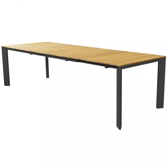 Ausziehbarer Tulcán-Tisch aus Teakholz und Aluminium solide Eleganz