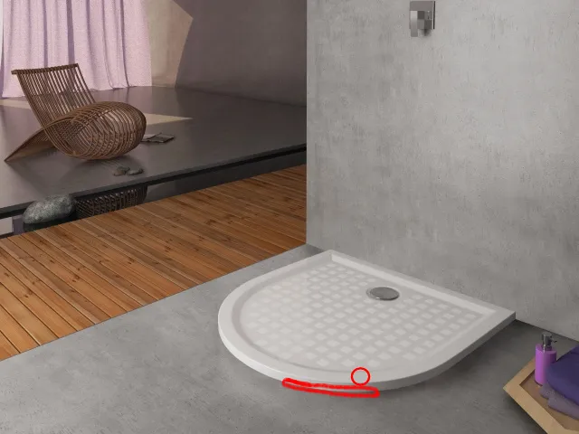 Duschwanne „Muna“ Halbkreis 100 × 100 x 3 cm mit Antirutsch in Farbe Creme 901, B-Ware