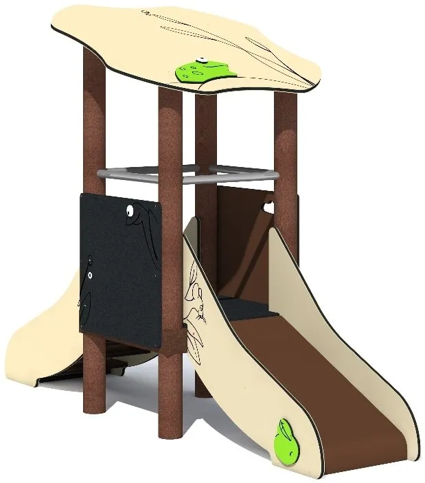 Westfalia Spielturm Westolino “Sweety Blattkaktus” mit Rutsche, Treppe und Maltafel