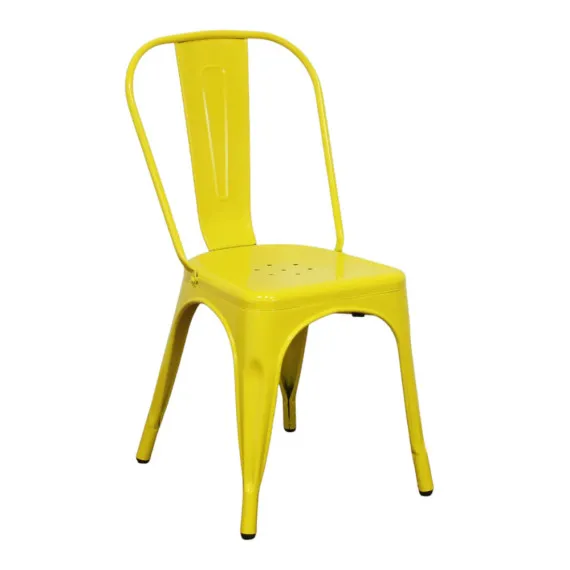 Bunter Stuhl aus senfgelbem Metall LOLA