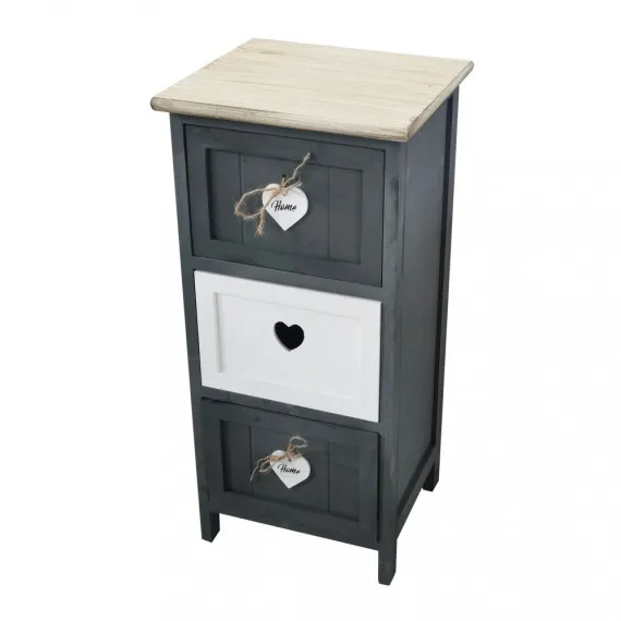 Holzkommode mit 3 Schubladen zweifarbig ALVARO