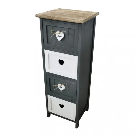 Elegante Holzkommode mit 4 Schubladen in Anthrazit ALVARO