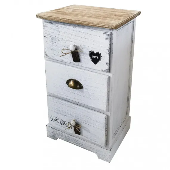 Vintage-Nachttisch mit 3 Schubladen aus Holz ANDER