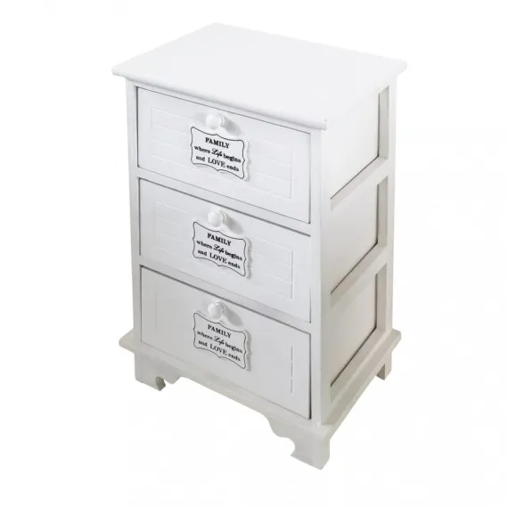 Weißer Holzschrank mit 3 Schubladen BIEL