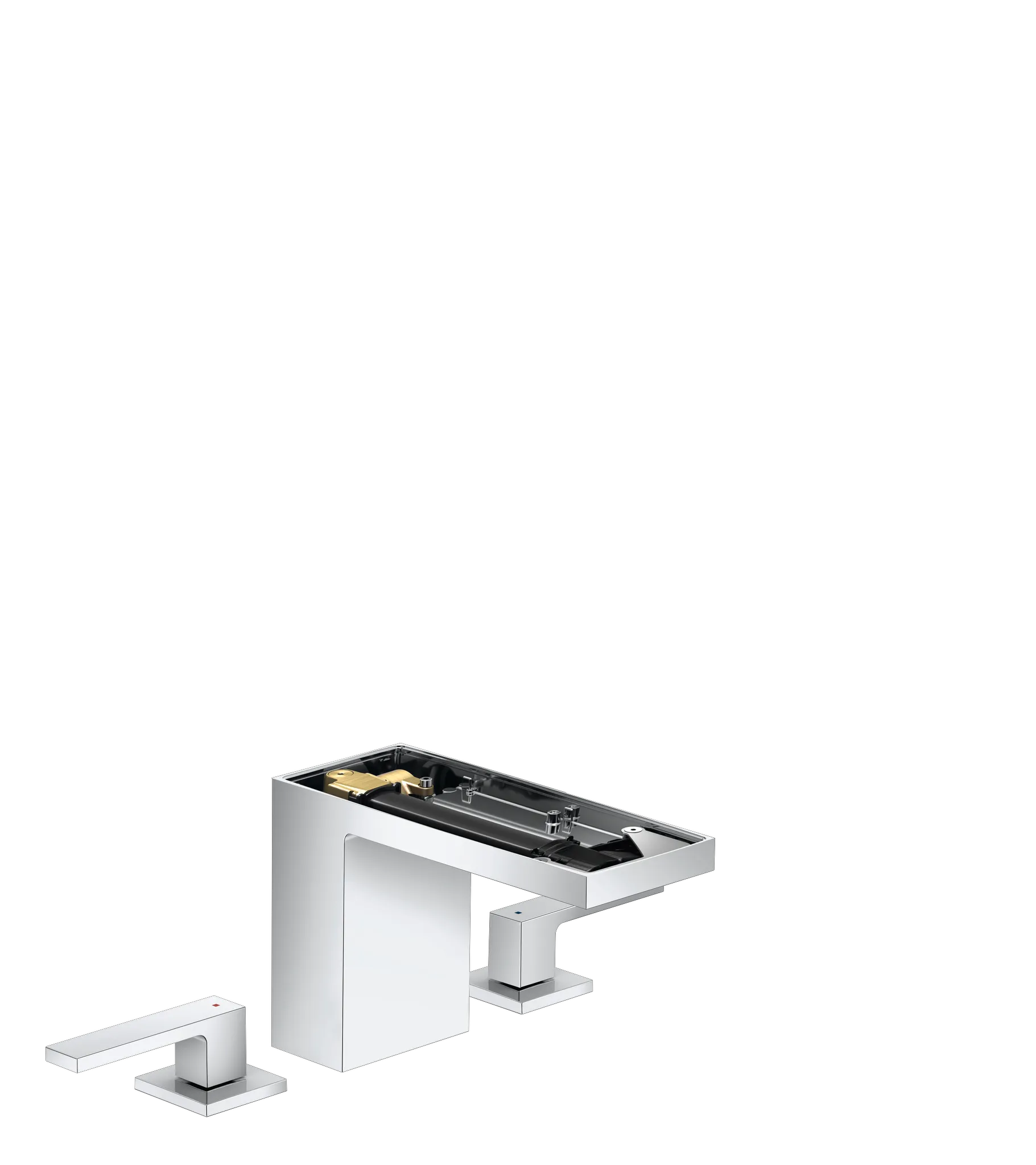 AXOR MyEdition 3-Loch Waschtischarmatur 110 mit Push-Open Ablaufgarnitur ohne Platte Chrom