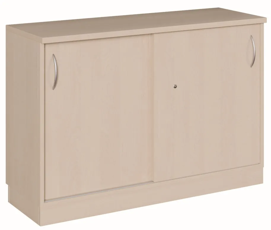 Verschließbarer Schiebetürenschrank mit 2 Ordnerhöhen