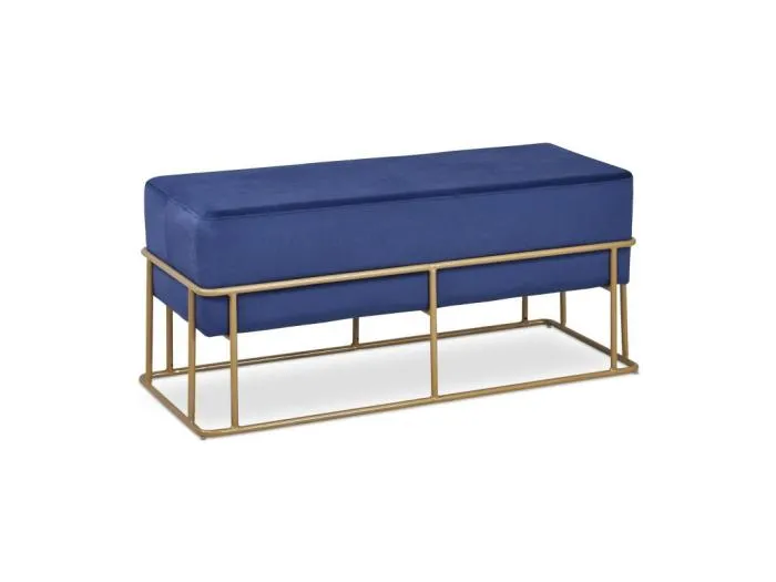 Banquette Tristan Velours Bleu Pieds Or