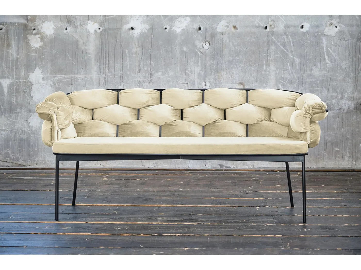 Sitzbank - Weiß Velvet - MONTY