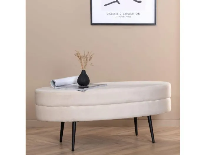 Otto Pouf, Hocker Velour offwhite.