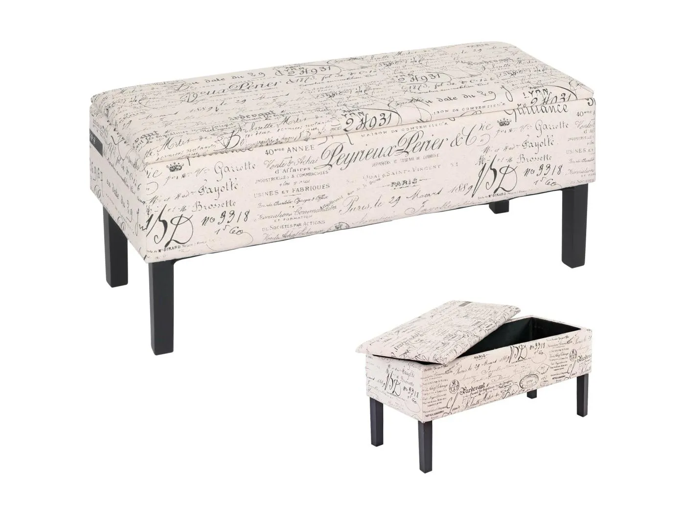 Sitzbank Renens Schriftzug creme, Beige