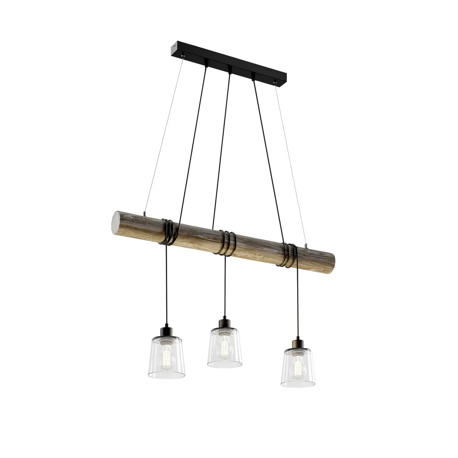 Britop Karrl Hängeleuchte Pendelleuchte Lampe Rauchgrau E27 Glas Holz B-Ware