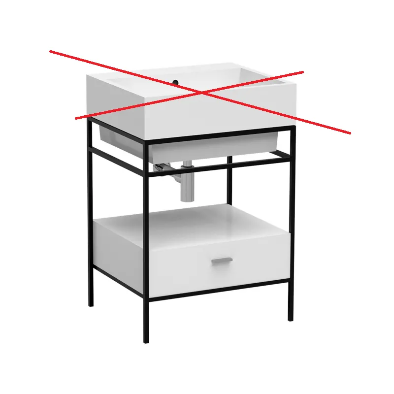 Waschtischgestell Volant Waschbecken Waschtisch Badschrank 60cm Weiß Schwarz B-Ware