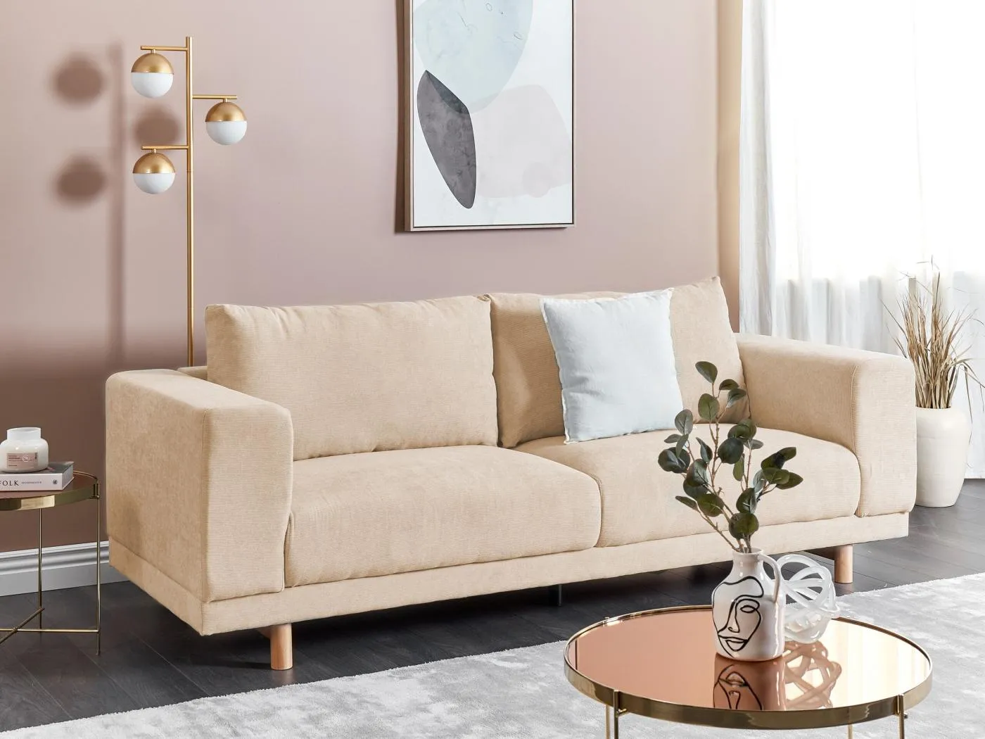 Sofa NIVALA Cord Beige 3-Sitzer