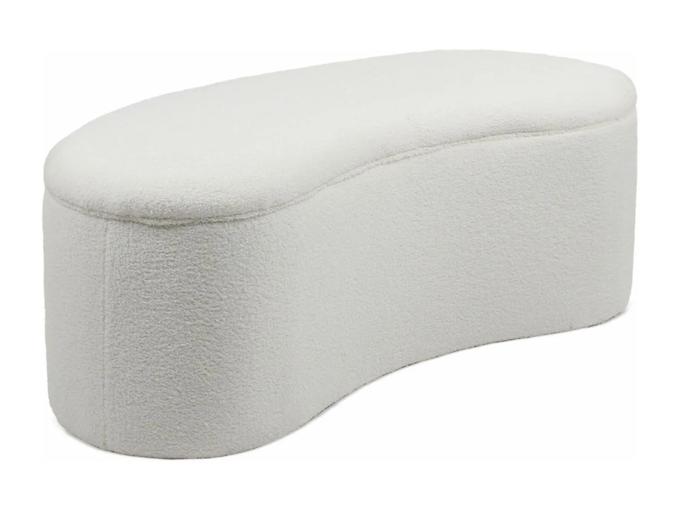 Banquette-coffre courbée Beanie Tissu bouclette Blanc