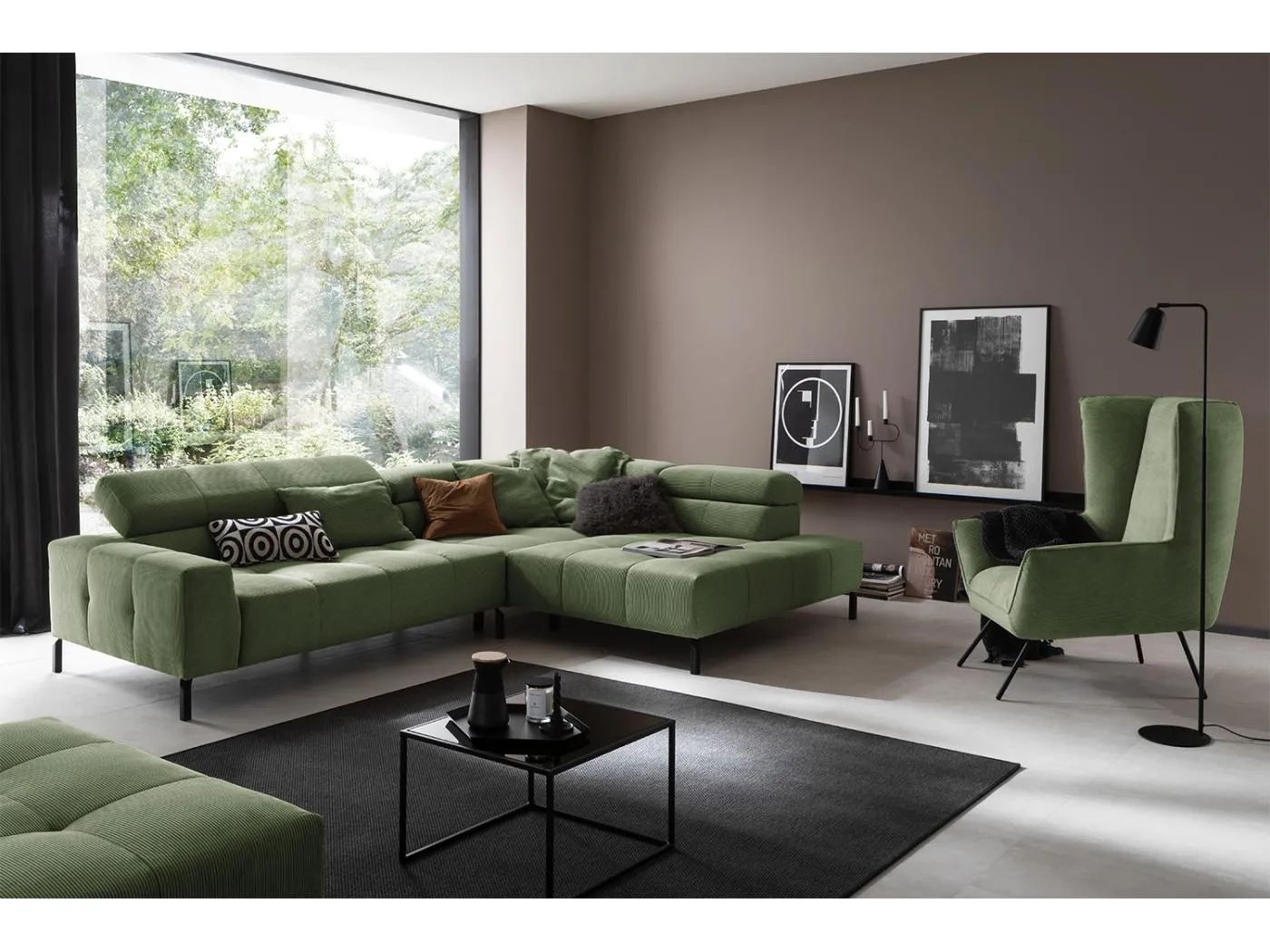 Ecksofa - Grün Cord - OHIO