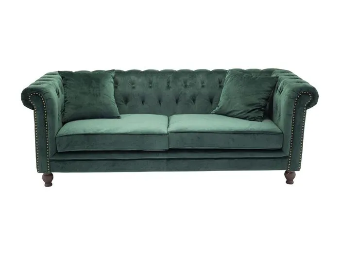 Velvet Sofa 3-Sitzer Velours grün.