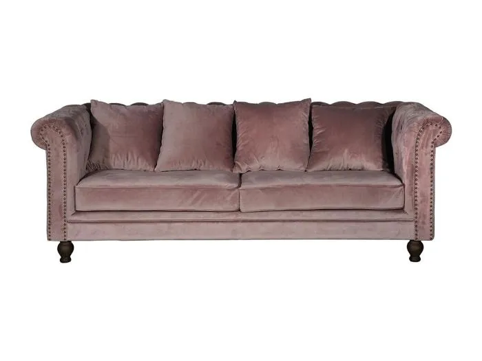 Velvet Sofa 3-Sitzer Velours rosa.