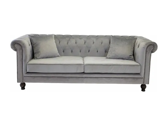 Velvet Sofa 3-Sitzer Velours hellgrau.