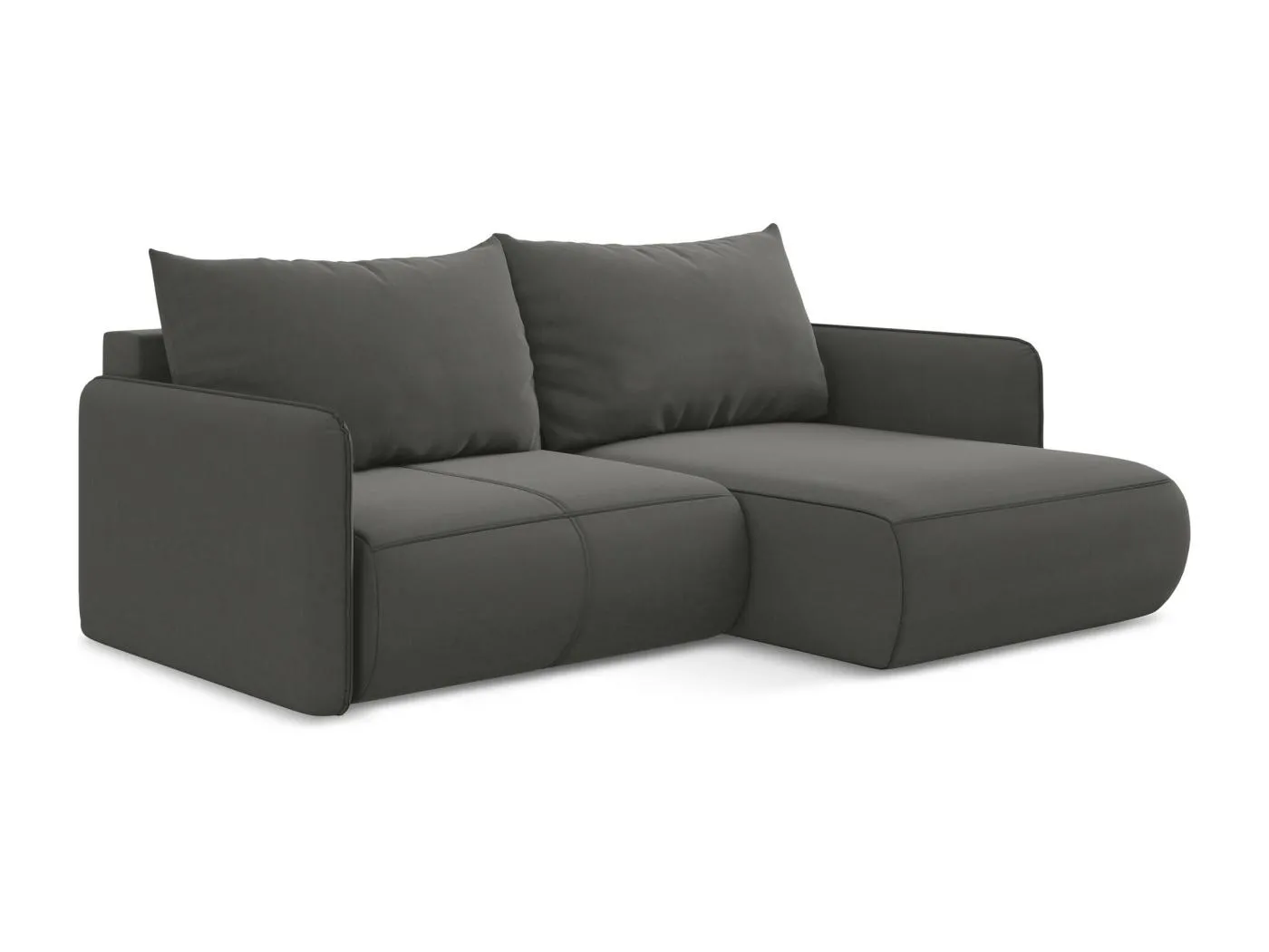 2,5-Sitzer Ecksofa mit Schlaffunktion - Ecke Rechts - Samt - Stahl - NANEA