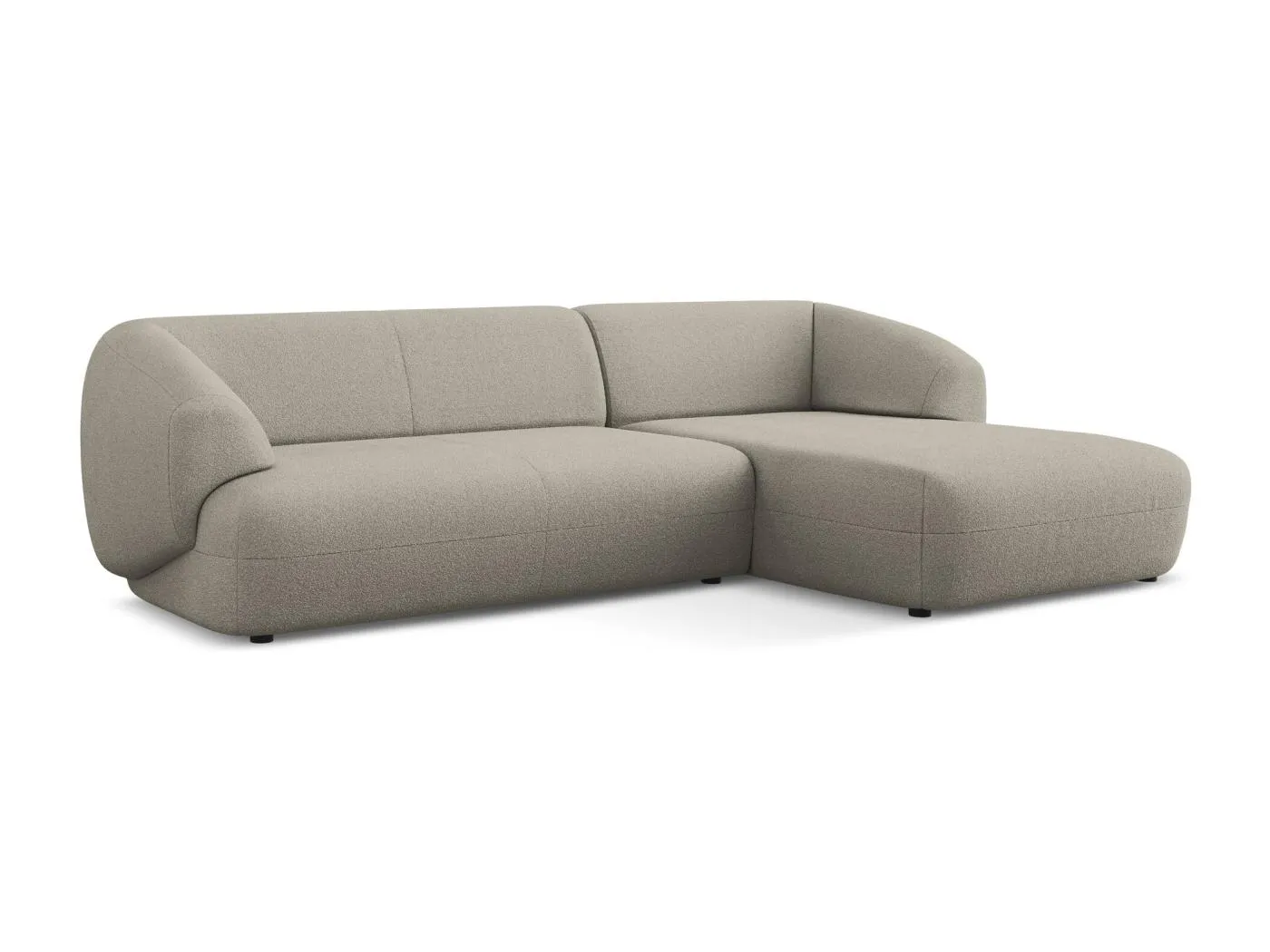 3-Sitzer Modulares Ecksofa - Ecke Rechts - Bouclé - Dunkelbeige - MOANA