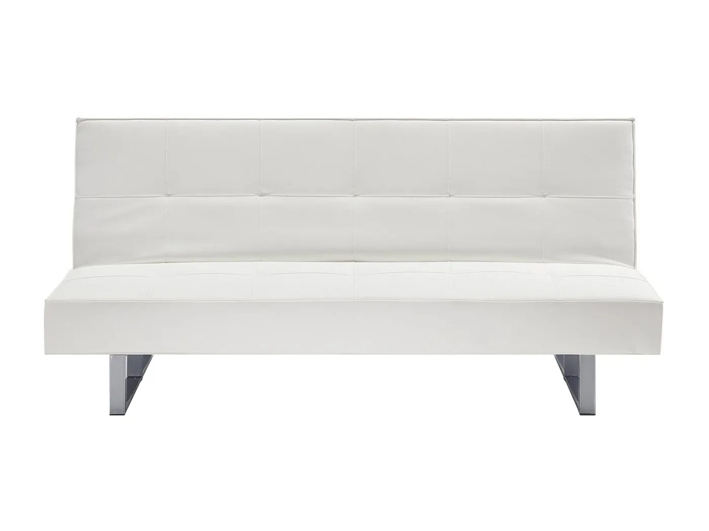 3-Sitzer Schlafsofa Kunstleder weiß gesteppt Sofa mit Schlaffunktion Derby