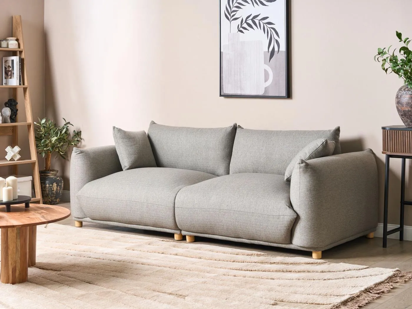 Sofa LUVOS Stoff Hellgrau 3-Sitzer
