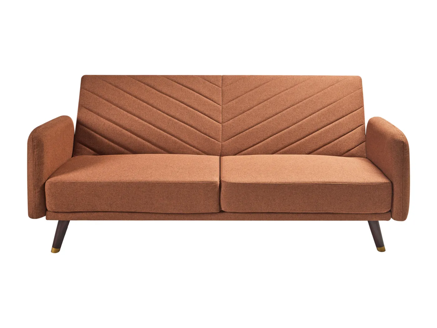 3-Sitzer Sofa klappbar Kunstleinen orange gesteppt Schlafsofa Retro-Stil Senja