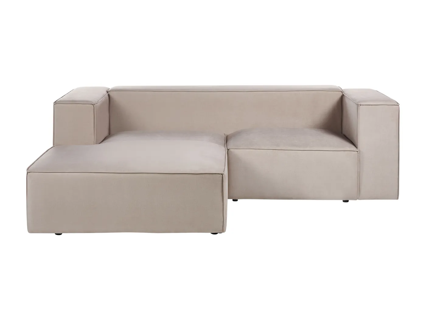 2-Sitzer Ecksofa L-förmig Samt beige taupe Chaiselongue rechts Armlehnen Vernon