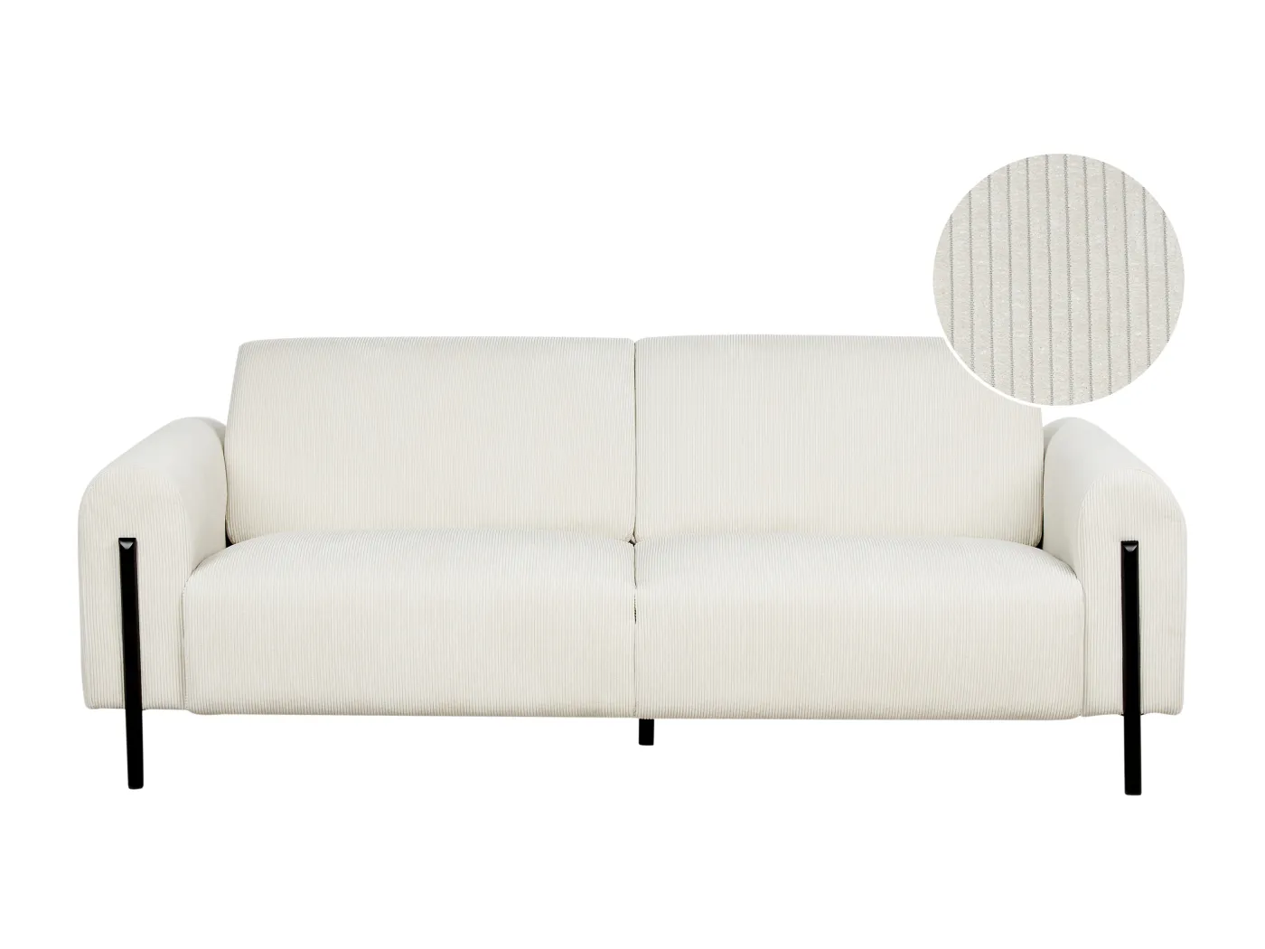 3-Sitzer Sofa Cord creme weiß verstellbare Rückenlehne Metallfüße schwarz Askim