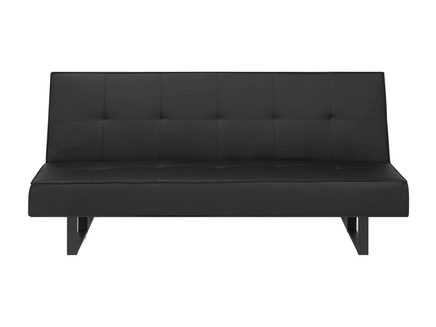 3-Sitzer Schlafsofa Kunstleder schwarz gesteppt Sofa mit Schlaffunktion Derby