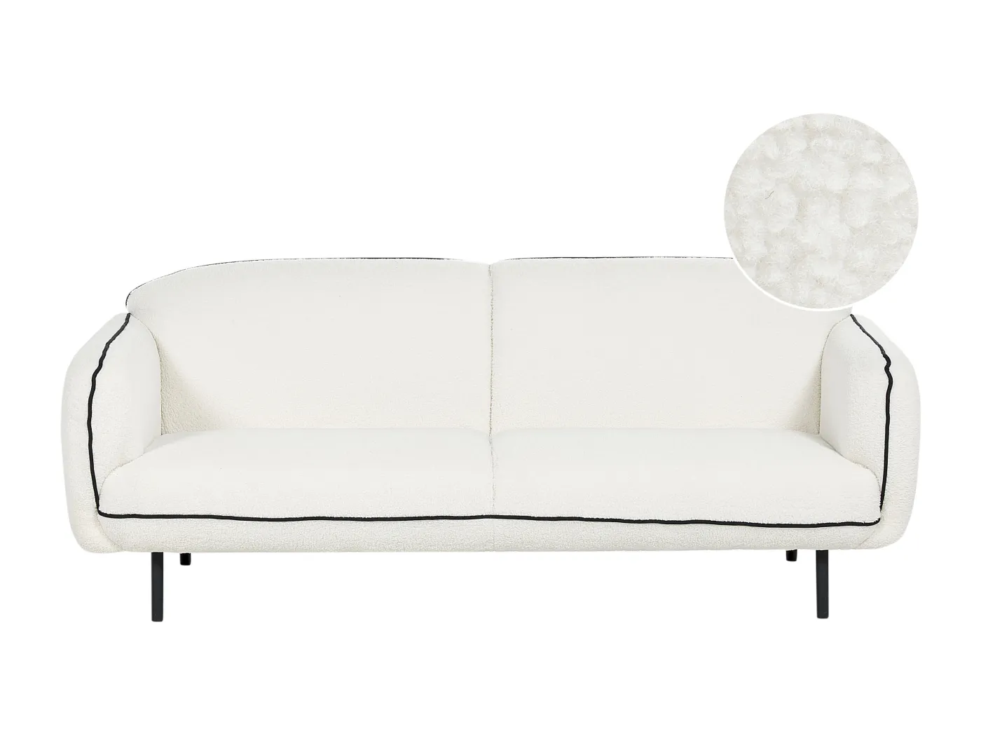 3-Sitzer Sofa Bouclé weiß mit schwarzem Metallgestell Biese Retro-Stil Tonsberg