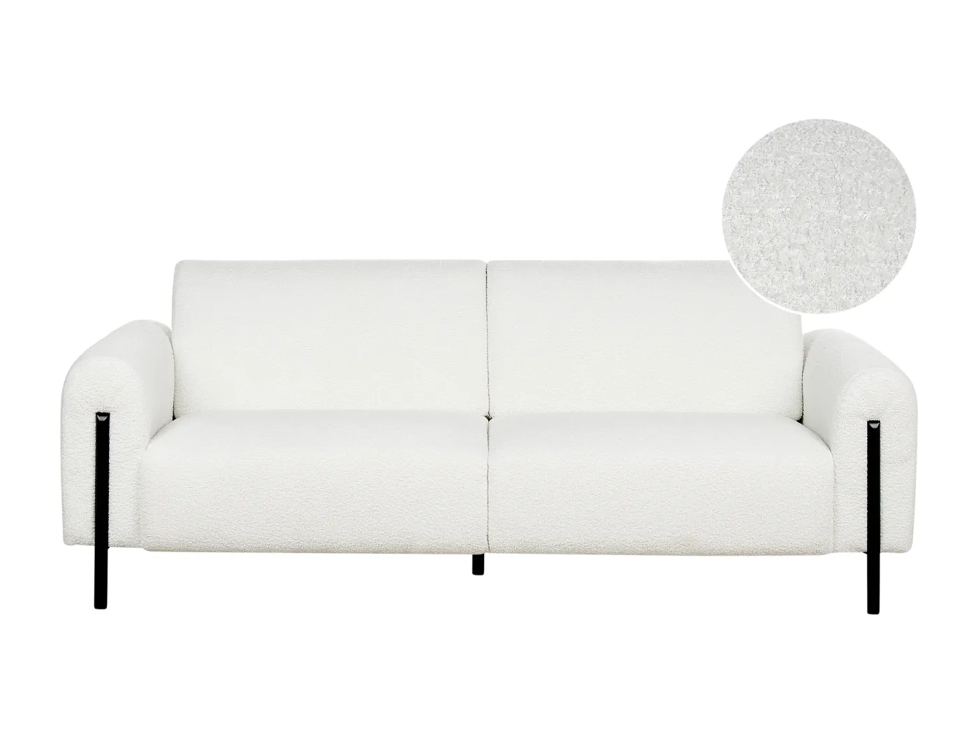 3-Sitzer Sofa Bouclé weiß verstellbare Rückenlehne Metallfüße schwarz Askim