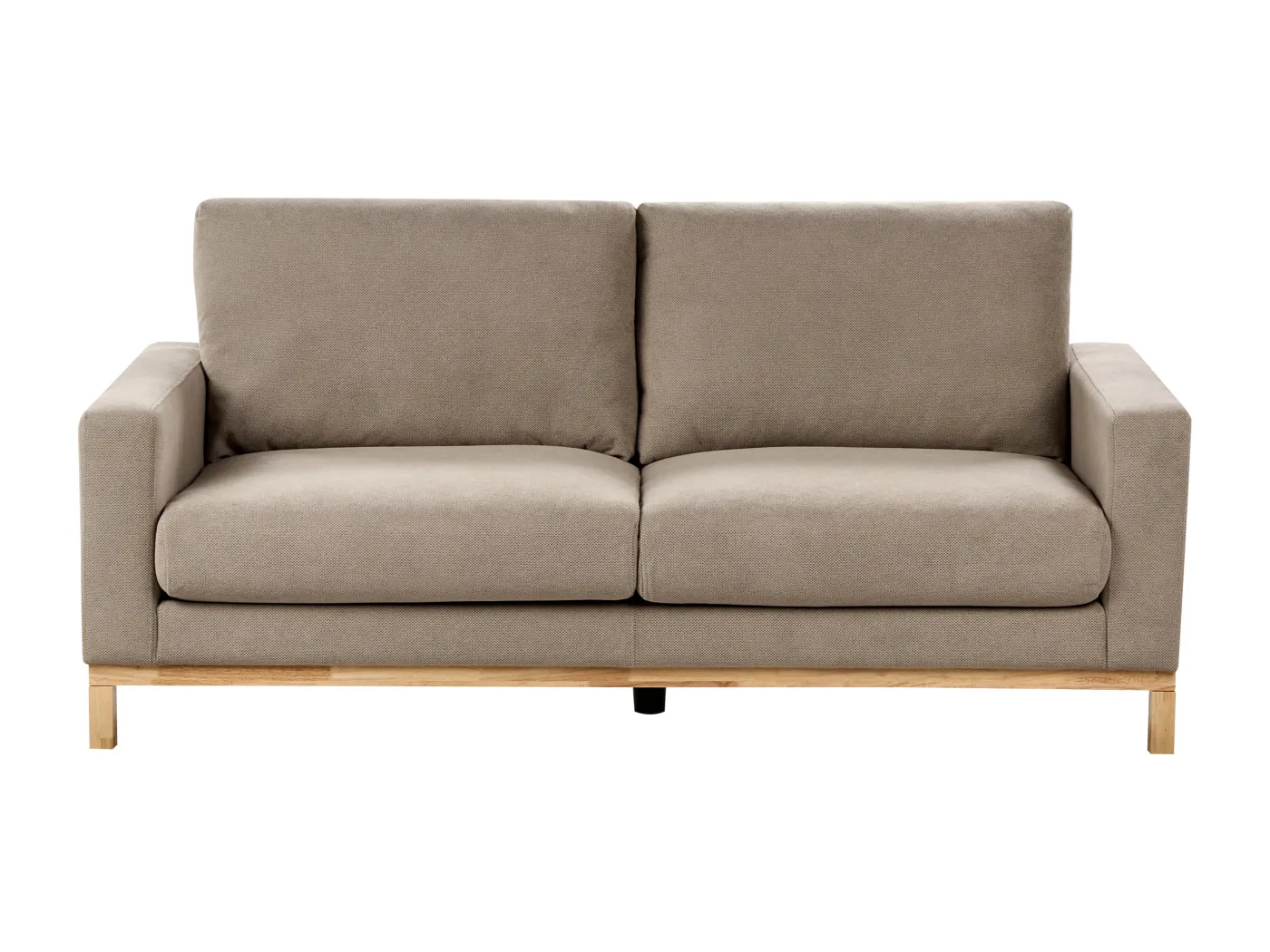 2-Sitzer Sofa Stoffbezug Beige Taupe mit Sitzkissen Armlehnen Holzbeinen Siggard
