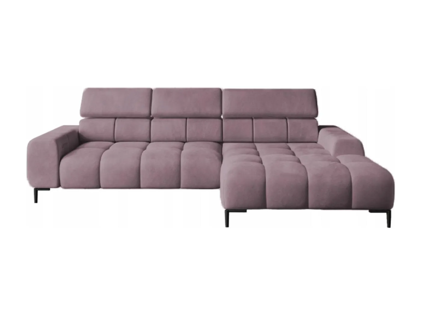 PlazaMINI Polsterecke L-Form Rechts, Ecksofa mit Schlaffunktion, 3-Sitzer, verstellbare Kopfstützen, MONOLITH, 177x270x99 cm, Puderrosa