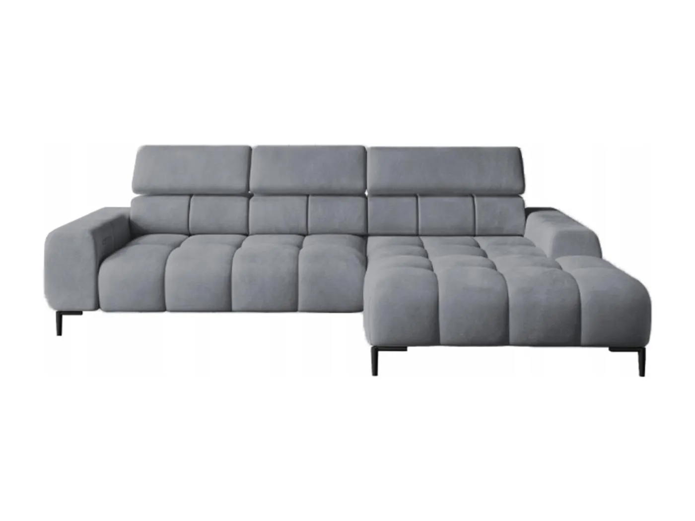 PlazaMINI Polsterecke L-Form Rechts, Ecksofa mit Schlaffunktion, 3-Sitzer, verstellbare Kopfstützen, MONOLITH, 177x270x99 cm, Grau